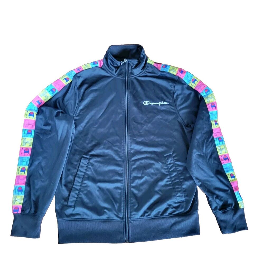 Track Jacket Champion Size M Neon Color Patched Arms Y2k Blokecore